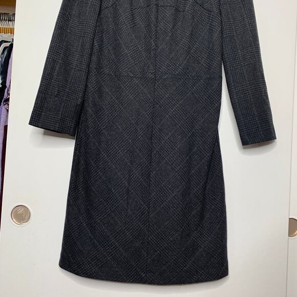 See by Chloe women's dark gray sawtooth plaid wool blend sheath dress SZ 6 - Picture 4 of 12